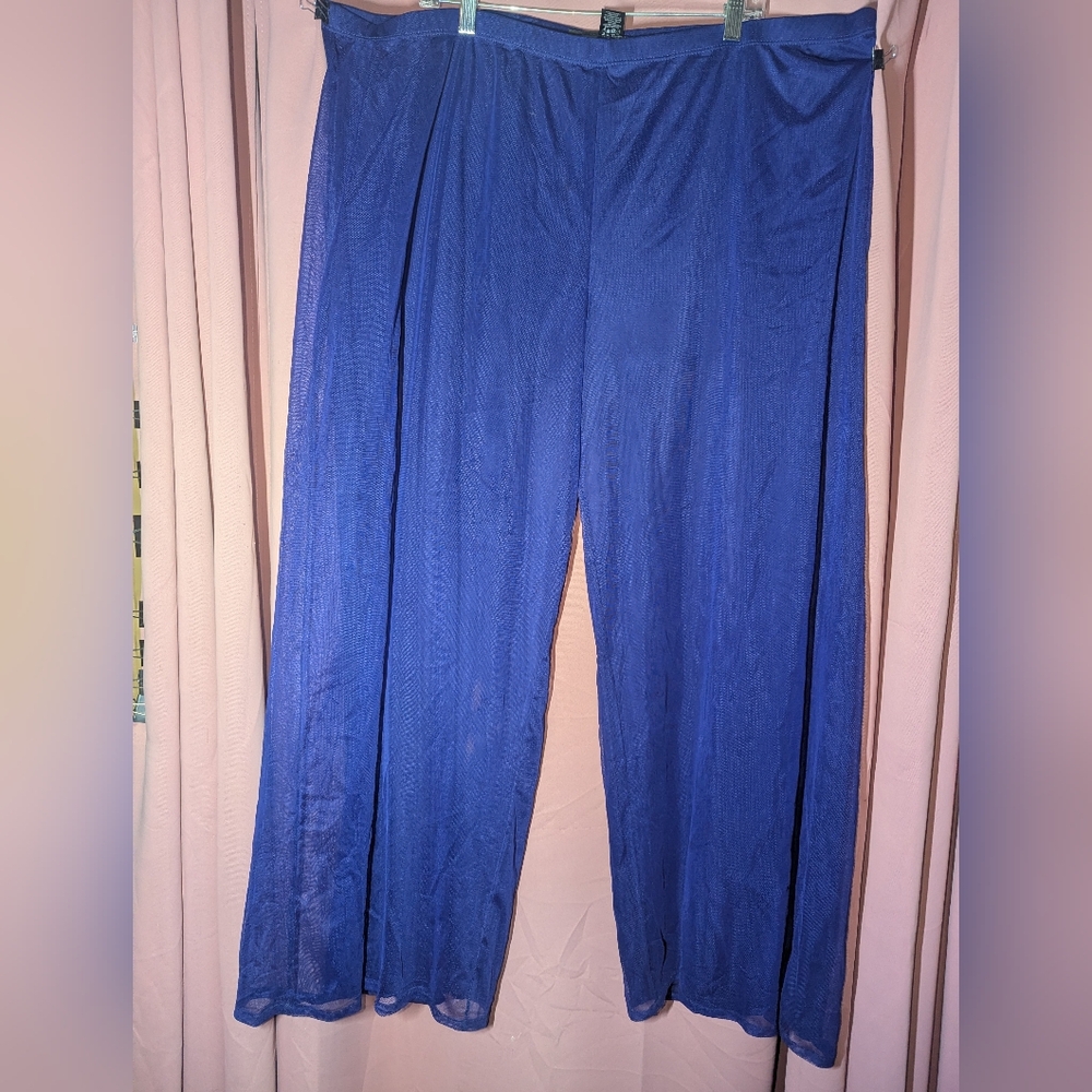 ANTTHONY Bright Wide Leg Overlay Bold Blue Pants 3x NWT